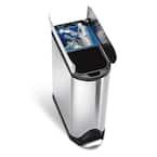 40-Liter Fingerprint-Proof Brushed Stainless Steel Butterfly Step-On Recycling Trash Can