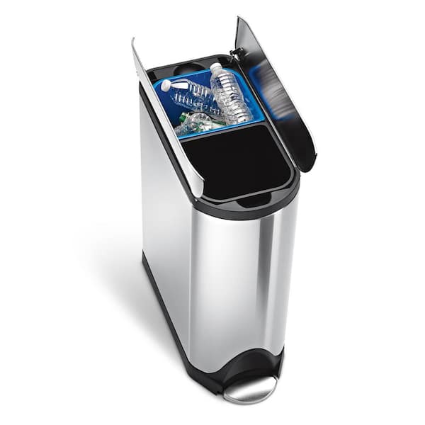 simplehuman 40-Liter Fingerprint-Proof Brushed Stainless Steel Butterfly Step-On Recycling Trash Can
