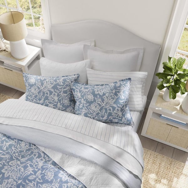 Nautica Tortola 3-Piece Blue Cotton Full/Queen Duvet Cover Set