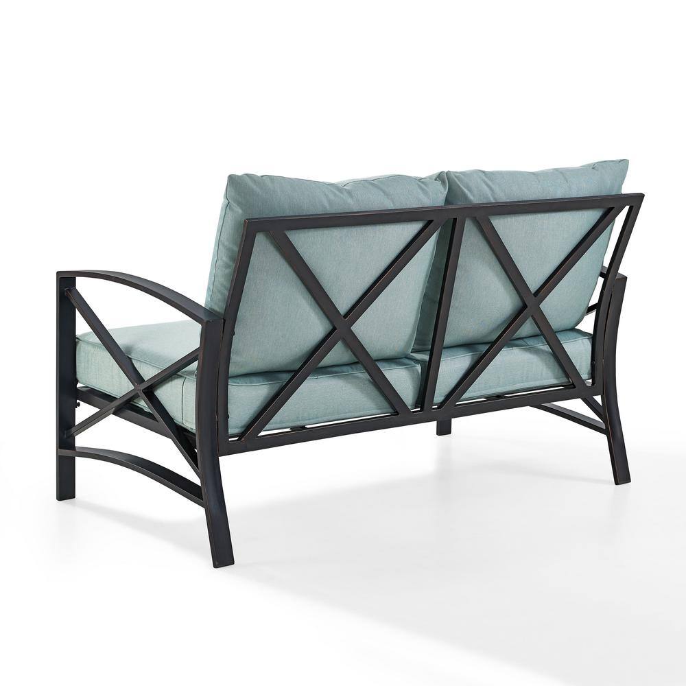 Kaplan Bronze Metal Loveseat with Mist Cushions