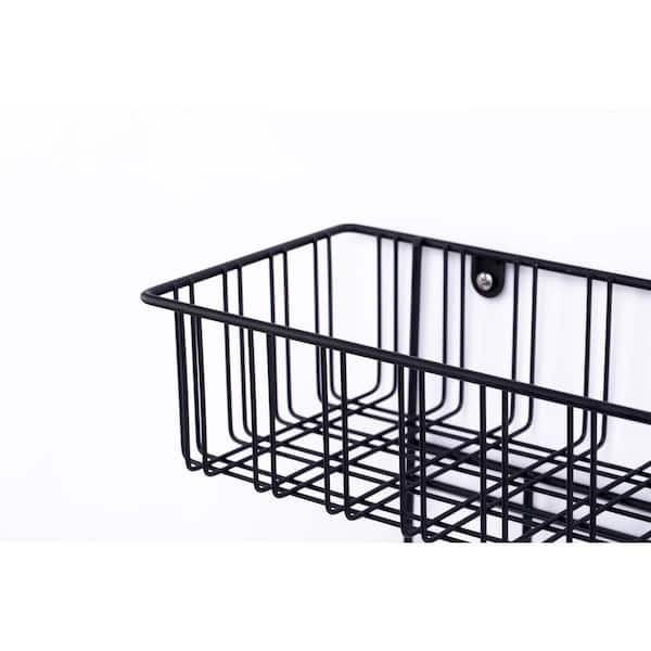 Basicwise QI003493 Hanging Under Shelf Metal Storage Basket, Black