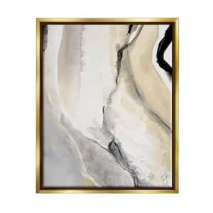 Abstract Paint Strokes Fluid Beige Movement by Lanie Loreth Floater Frame Abstract Wall Art Print 25 in. x 31 in.