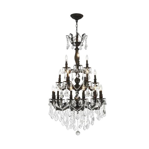 Worldwide Lighting Versailles 21-Light Flemish Brass Crystal Chandelier