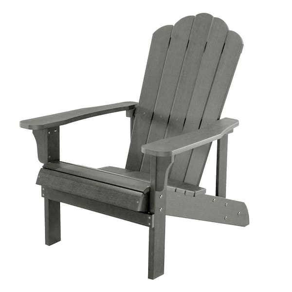 Sudzendf Gray Composite Classic Adirondack Chair Outdoor All-Weather Traditional Curveback with Ergonomic Design