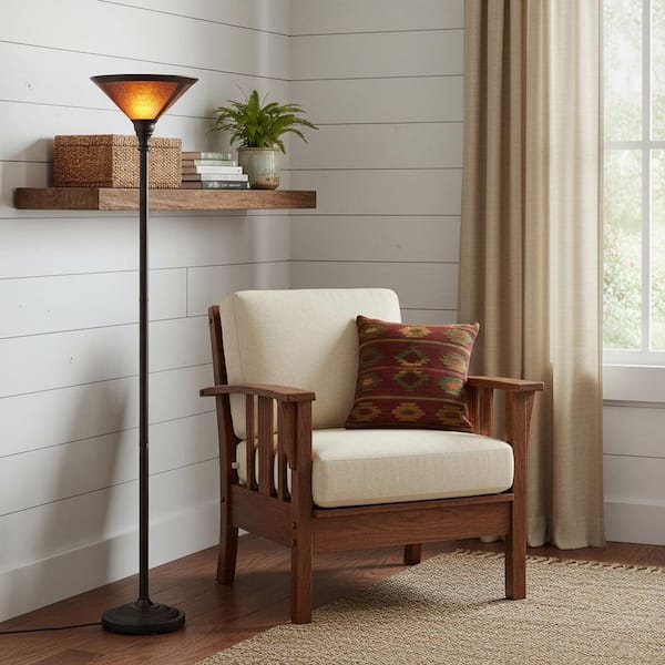 HomeRoots 71 in. Rust 1 Dimmable (Full Range) Torchiere Floor Lamp