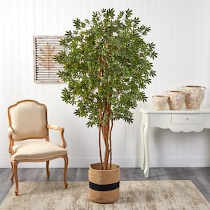 6 ft. Green Japanese Maple Artificial Tree in Handmade Natural Cotton Planter