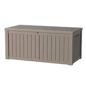 Gray 120 Gal. Waterproof Resin Deck Box with Hydraulic Lid UV Resistant Storage Box for Patio Cushions, Pool Toys