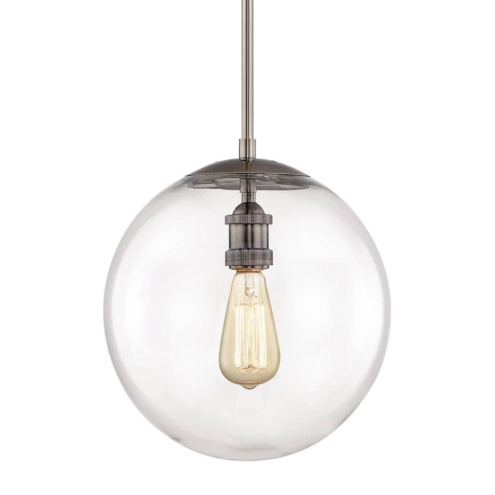 Home Decorators Collection 12 in. 1-Light Historic Nickel Globe Pendant ...