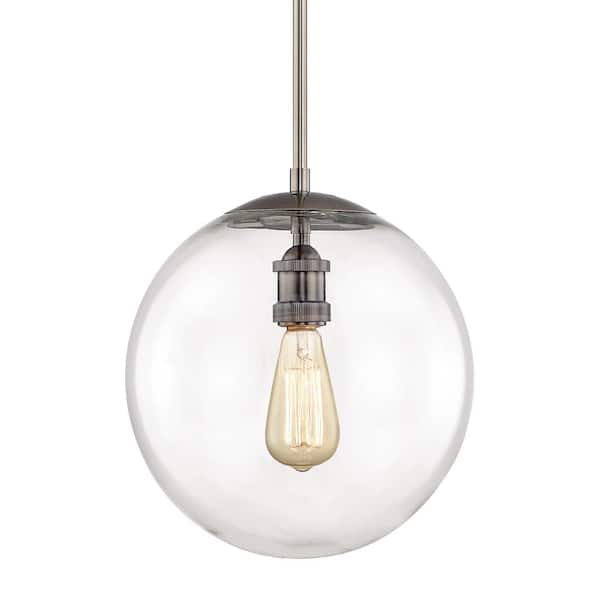 Home Decorators Collection 12 in. 1-Light Historic Nickel Globe Pendant Vintage Bulb Included