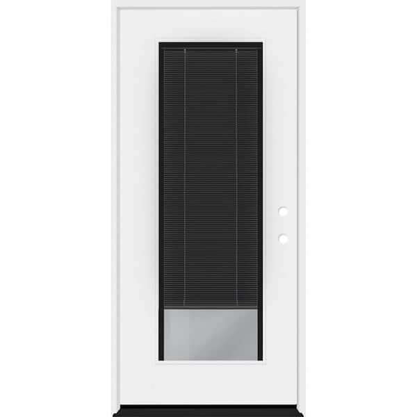 Legacy 28 in. x 77 in. Full Lite Clear Glass Noir MB LHIS Primed Unfinished Fiberglass Prehung Door w/6-9/16 in. Jamb