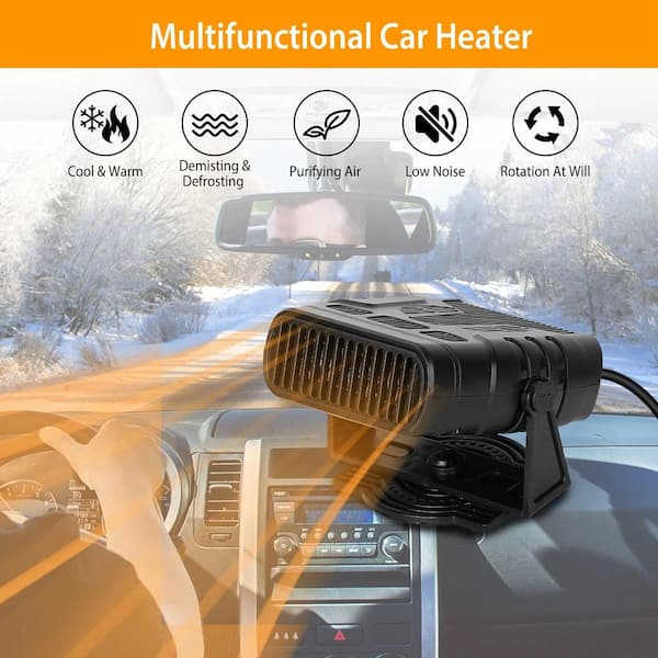 Etokfoks 2-in-1 12-Volt Defroster Demister Windshield Electric Portable Car Heater Fan