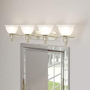 Madison Collection 37-1/2 in. 4-Light Brushed Nickel Etched Glass Traditional Bath Vanity Light