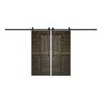 S Series 72 in. x 84 in. Carbon Gray DIY Knotty Pine Wood Double Sliding Barn Door with Hardware Kit