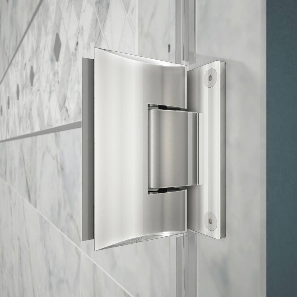 Black Frameless Hinged Shower Door with Clear Glass, 61" x 72"