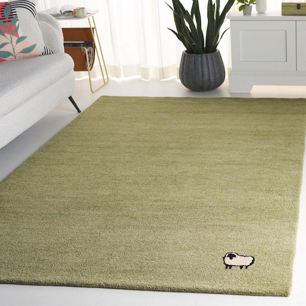 Himalaya 3 ft. x 5 ft. Light Green Solid Sheep Area Rug