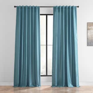 Nassau Blue Vintage Textured Faux Dupioni Silk Light Filtering Curtain - 50 in. W x 108 in. L (1 Panel)