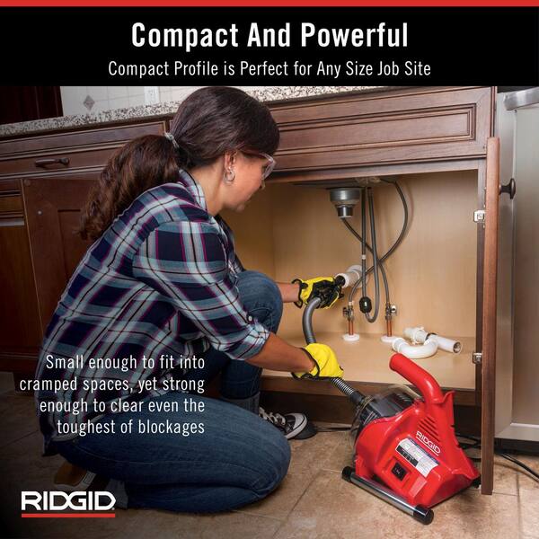 RIDGID 55808 PowerClear 120-Volt Drain Cleaning Snake Auger Machine for Heavy Duty Pipe Cleaning for Tubs, Showers, and Sinks - 3