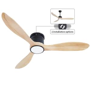 52 in. LED Indoor Outdoor Matte Black and Mahogany Finished Ceiling Fan with one Light and Remote Control