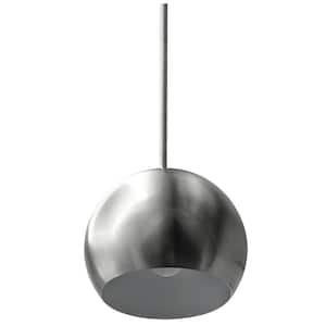 60-Watt 1-Light Brushed Nickel Globe Style Pendant Light with Metal Shade and No Bulbs Included