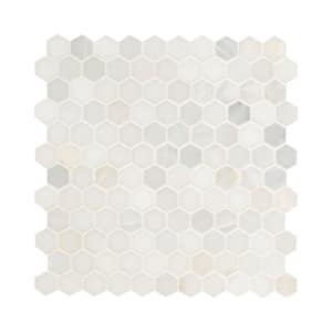 Greecian White Hexagon 12 in. x 12 in. x 10mm Honed Marble Mesh-Mounted Mosaic Tile (8.7 sq. ft. / Case)