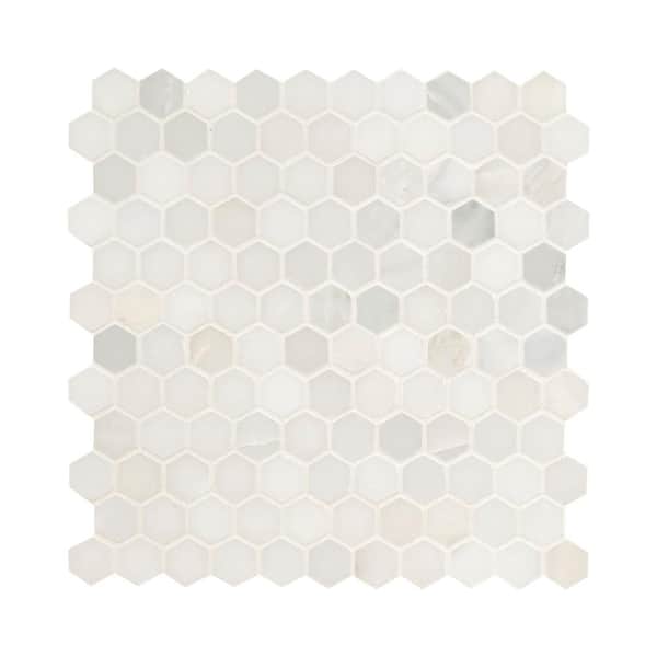 MSI Greecian White Hexagon 12 in. x 12 in. x 10mm Honed Marble Mesh-Mounted Mosaic Tile (8.7 sq. ft. / Case)