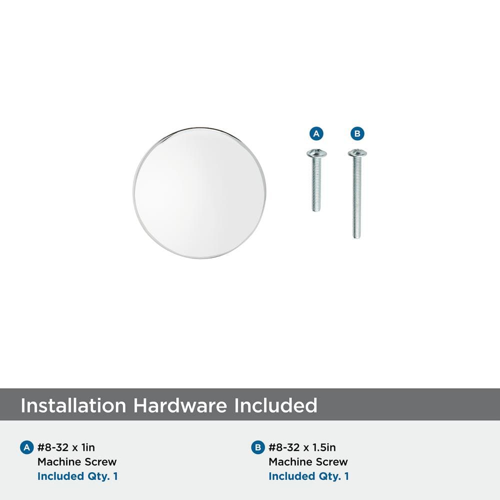 Polished Chrome Round Cabinet Knob with Mounting Hardware