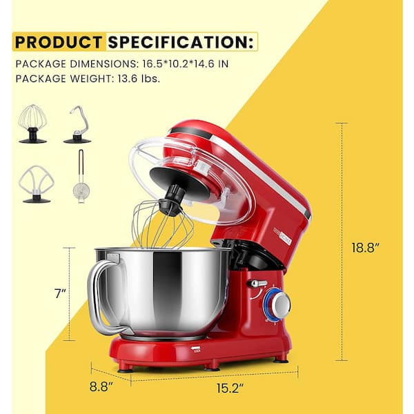 6 10-Speed Bright Red Electric Mixer with Accessories X001W4IKWJ - The Home