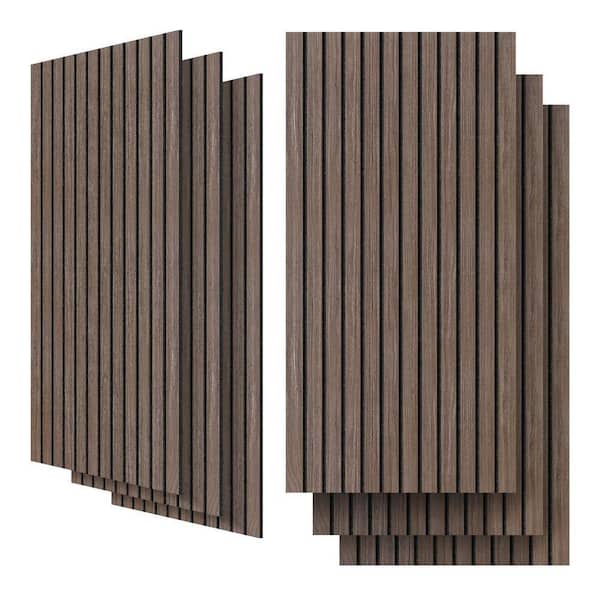 0.4in. T x 0.3  ft. x 0.5 ft. Walnut Color Polyester Fiber Sound Absorbing Panel 6-Pack
