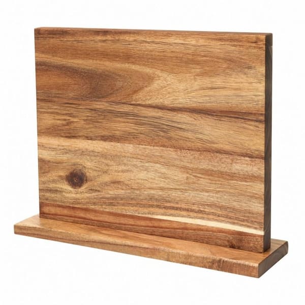 20-Knife 16 in. x 12 in. Magnetic Knife Holder, Acacia Wooden Magnetic Knife Block with Strong Enhanced Magnetic Strip