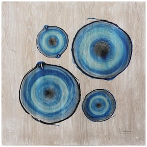 Blue Rings X-Ray Photography Giclee Printed on Hand Finished Ash Wood Wall Art