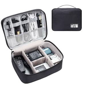 Black Travel Electronic Accessories Organizer Bag, Cable Charger Organizer, Water Proof Digital Storage