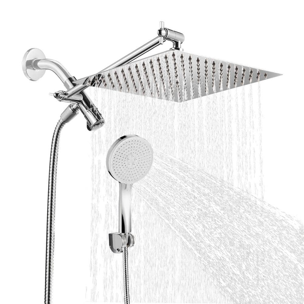 cobbe 10 in. Rainfall 5-Spray Patterns Dual Wall Mount and Handheld ...