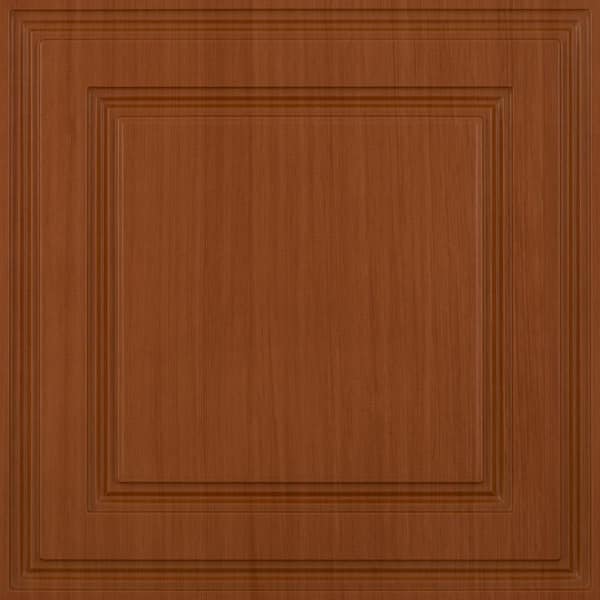 Oxford Faux Wood-Caramel 2 ft. x 2 ft. Lay-in Ceiling Panel (Case of 6)