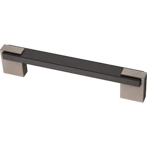 Industrial Insert Dual Mount 4 or 5-1/16 in. (102/128 mm) Modern Heirloom Silver and Matte Black Drawer Bar Pull