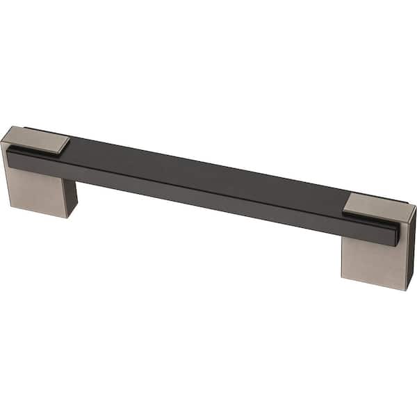 Liberty Dual Mount Industrial Insert 4 or 5-1/16 in. (102/128 mm) Heirloom Silver and Matte Black Drawer Bar Pull