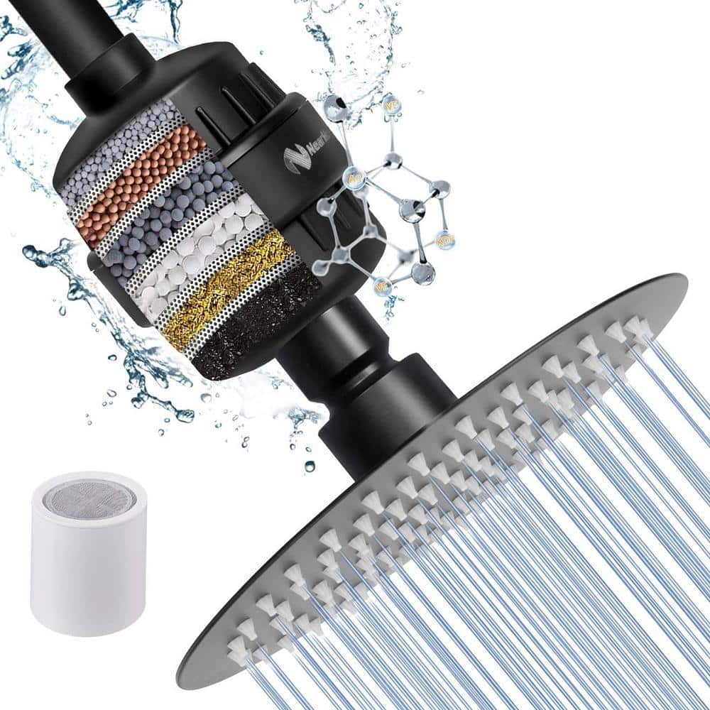 Lukvuzo 8 in. 15-Stage Shower Head Filter, High Pressure Filtered