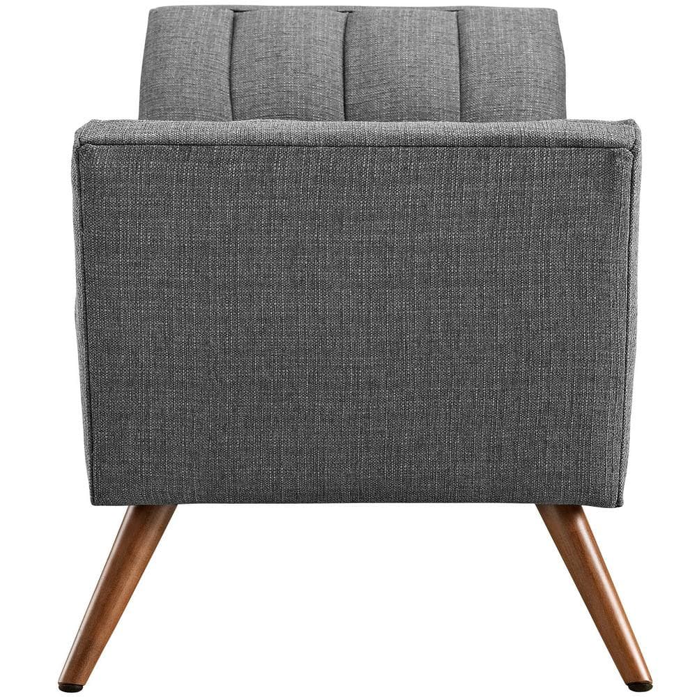 Energize Your Space Gray Tufted Upholstered Bench with Beech Wood Legs