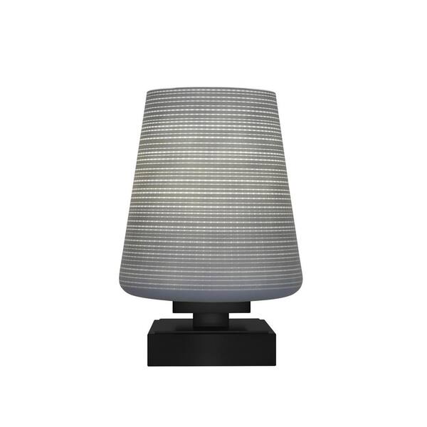 Unbranded Quincy 8.75 in. Matte Black Accent Lamp with Glass Shade