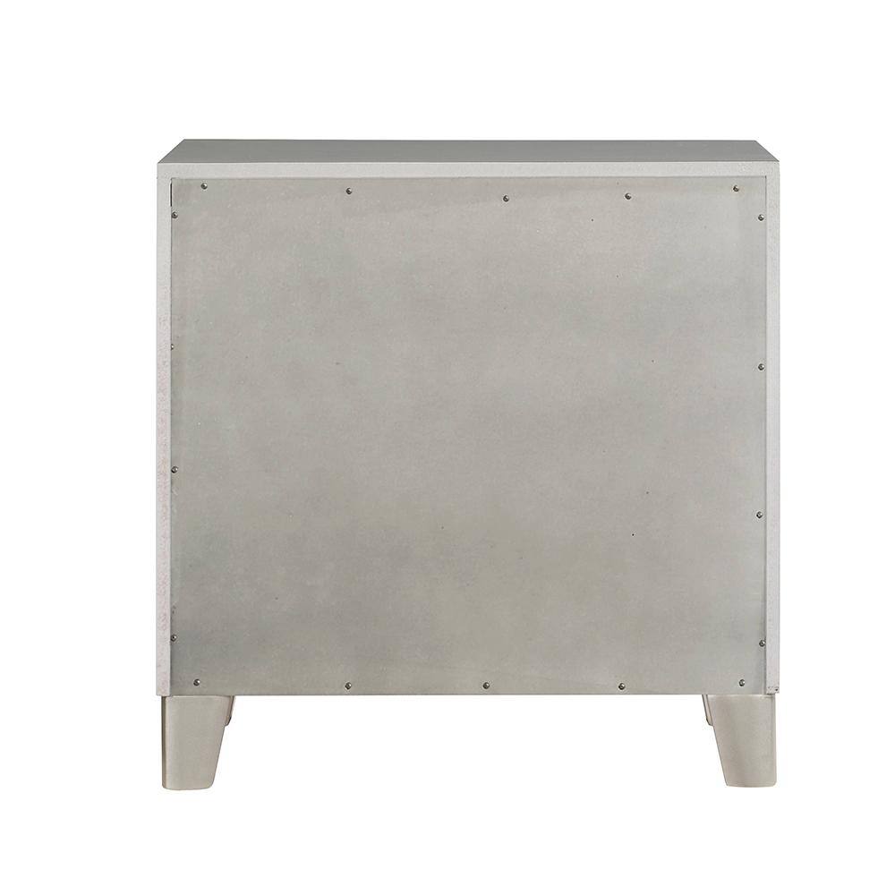 Elegant Mirrored Champagne Nightstand with 2 Solid Wood Drawers