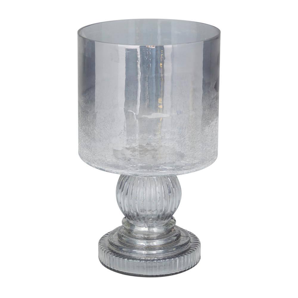 Black Glass Traditional Hurricane Lamp with Smoked Finish