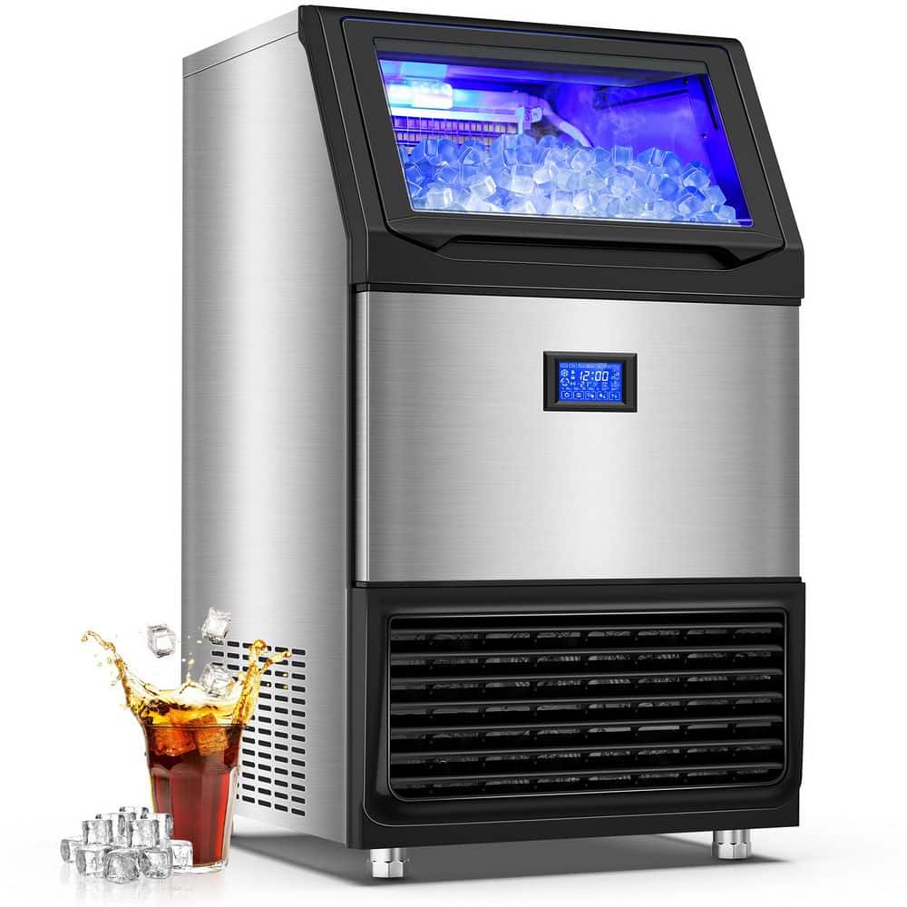 26.54 in. 450 lb. /24 H Full Size Cube Freestanding Commercial Ice Maker with 185 lb. Storage, Stainless Steel