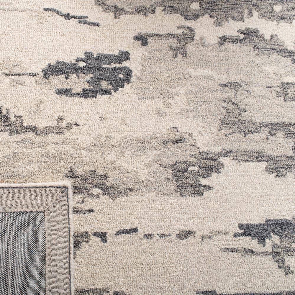 Charcoal and Ivory Abstract 8' x 10' Handmade Wool Rug