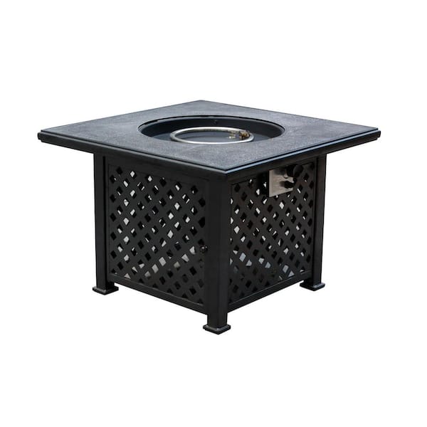 Hampton Bay Highland Point 34.5 in. x 24.5 in. Square Steel Propane Gas Outdoor Fire Pit