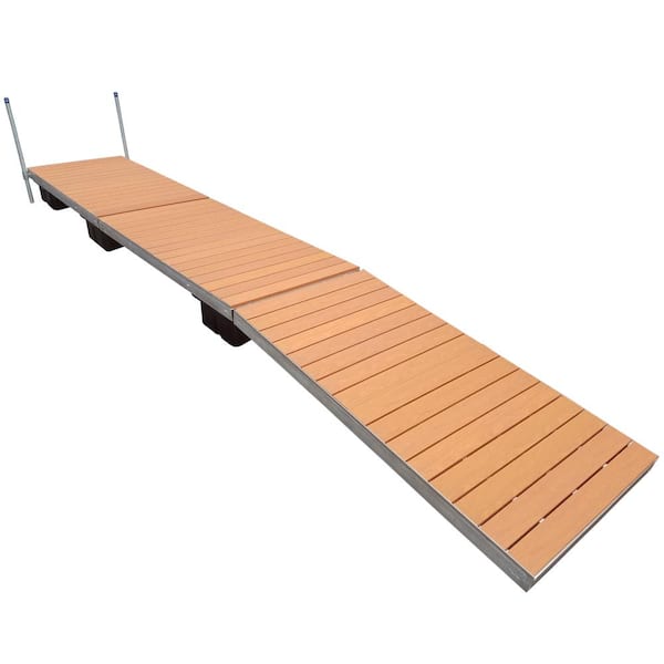 Patriot Docks 24 ft. Low Profile Floating Dock with Brown Aluminum Decking