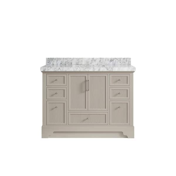 Willow Collections Alys 48 in. W x 22 in. D x 36 in. H Single Sink Bath Vanity in Fine Grain with 2 in. Carrara Marble Top