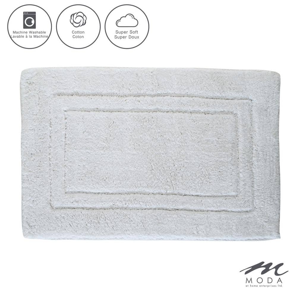 Grey & White Hotel Border Bath Mat, 20x30