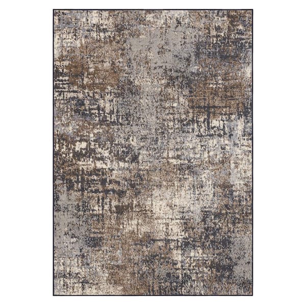 Angelo Steel 3 ft. x 5 ft. Modern Contemporary Abstract Painterly Area Rug