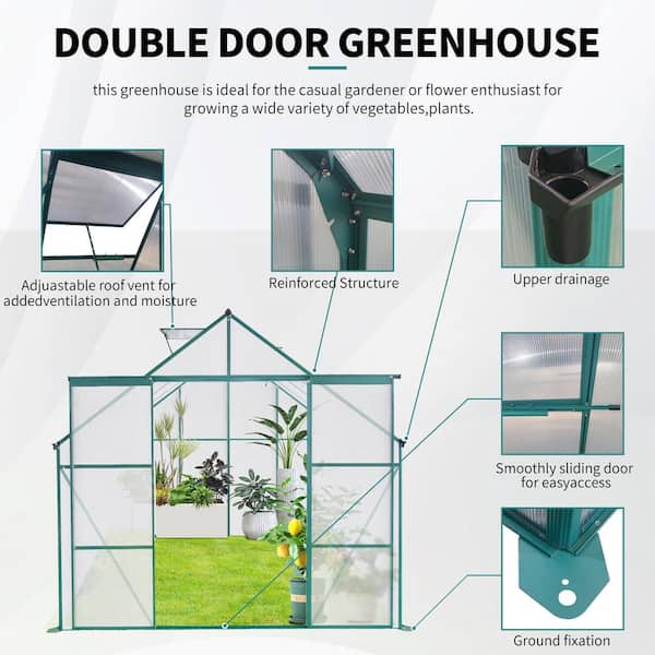 Daheat 8 ft. W x 8 ft. D, Double Sliding Door Polycarbonate