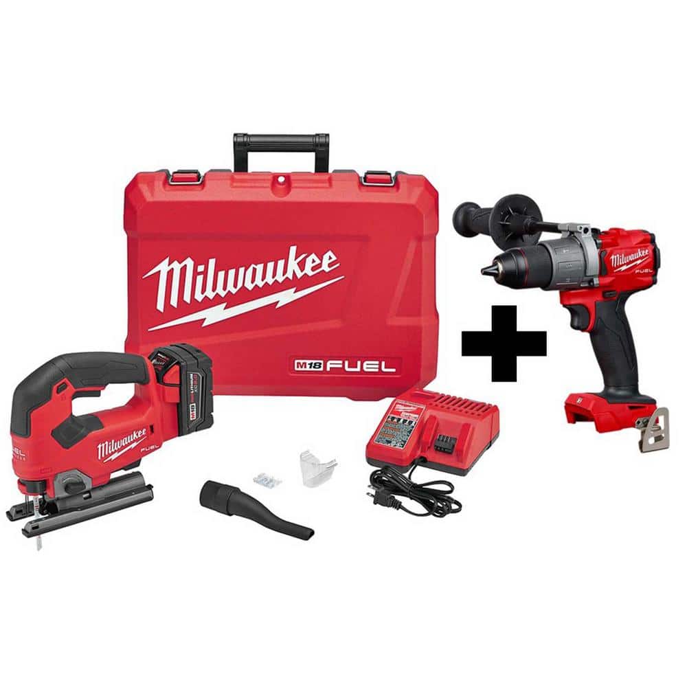 Milwaukee M18 FUEL 18-Volt Lithium-Ion Brushless Cordless Jig Saw Kit W/  M18 FUEL Hammer Drill 2737-21-2804-20