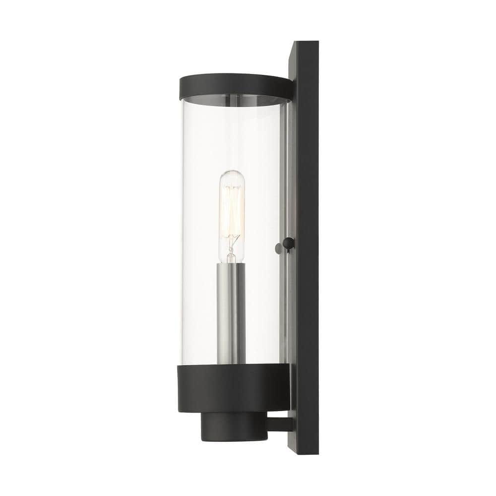 Hillcrest Textured Black Stainless Steel Outdoor Wall Lantern